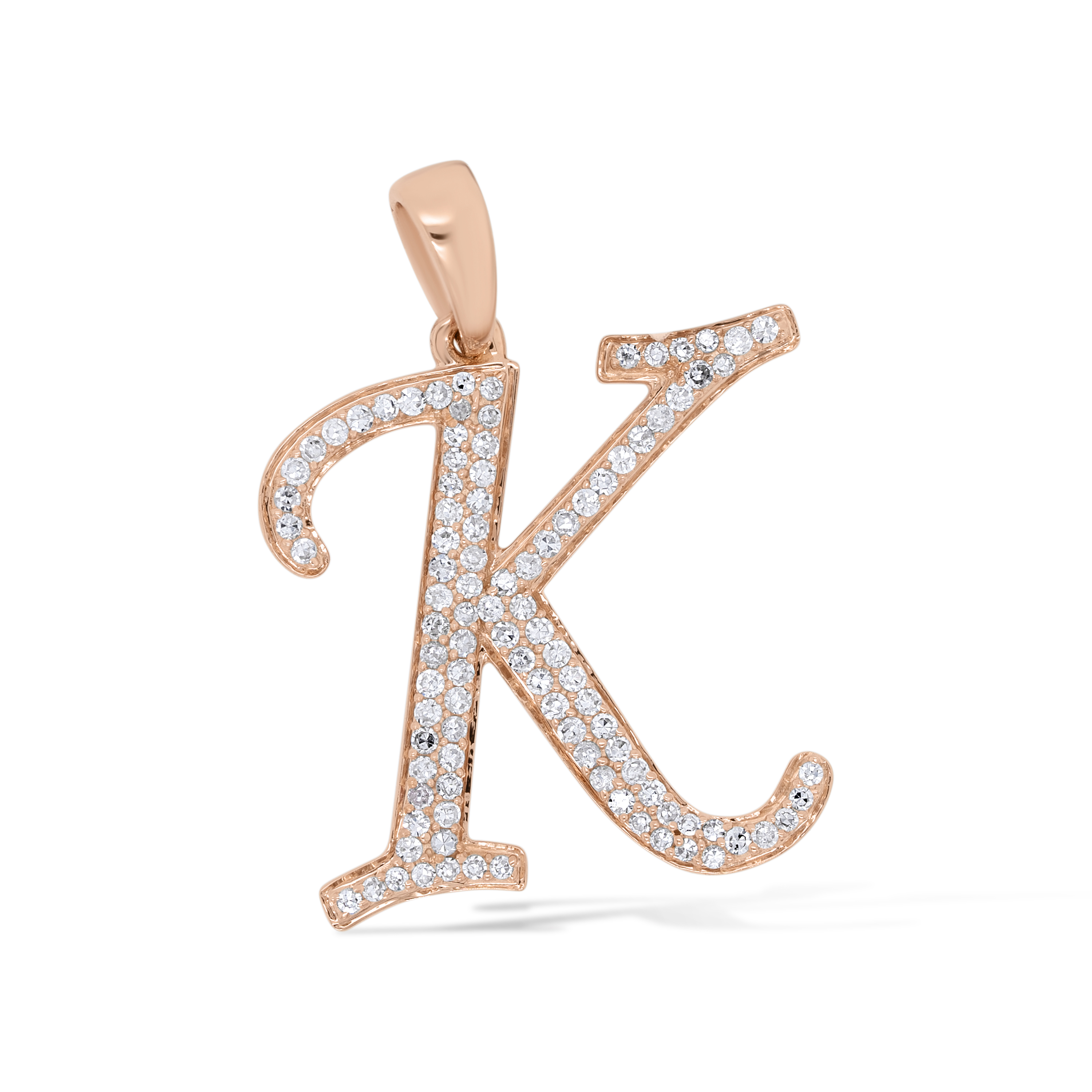Diamond Letter K Pendant 0.25 ct. 14K Rose Gold